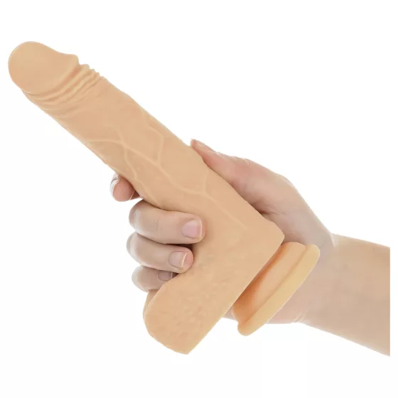 Naked Addiction - vibračný dildo s pohybom hore-dole - 19 cm - telová farba