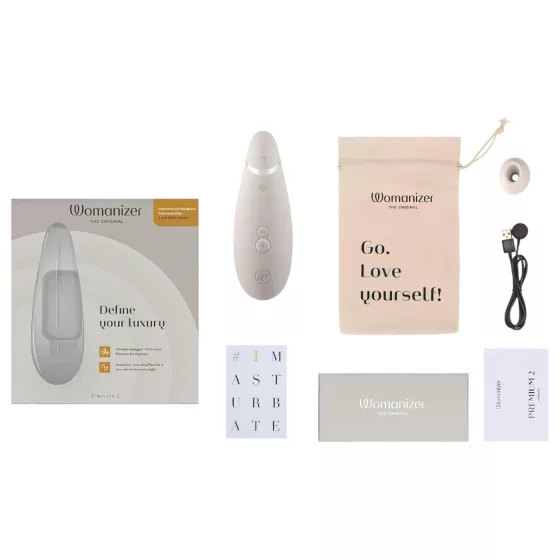 Womanizer Premium 2 - stimulátor klitorisu na vlny vzduchu - biely