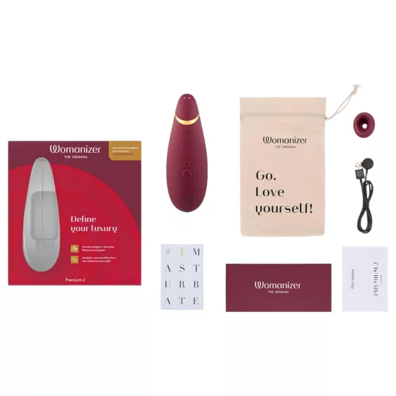 Womanizer Premium 2 - stimulátor klitorisu na vlny vzduchu - červený