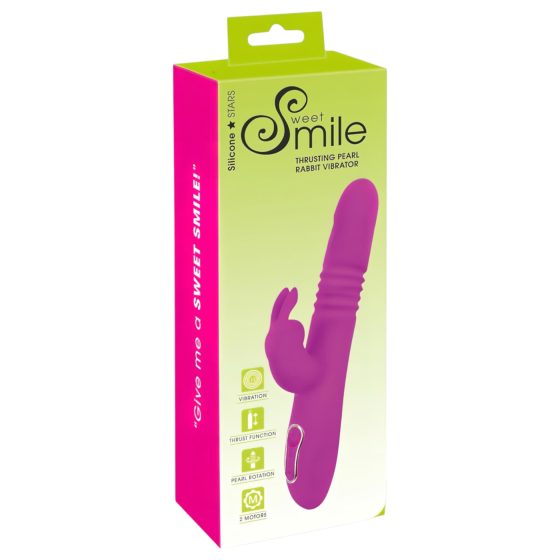 SMILE Rabbit - vibračný masér s prirážaním a rotáciou (ružový)