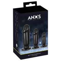   Anos Training Kit - sada análnych kolíkov (3-dielna, čierna)