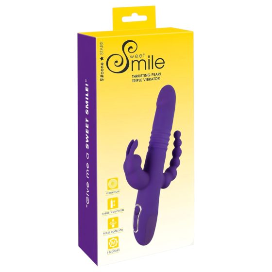 SMILE Triple - nabíjateľný vibrátor s tromi ramenami a rotačno-tlakovými pohybmi (fialový)
