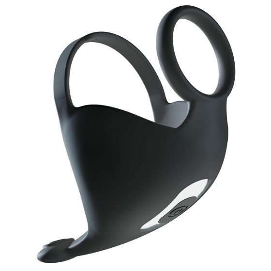 Rebel - vibračný krúžok na penis a semenníky - dobíjací - čierny