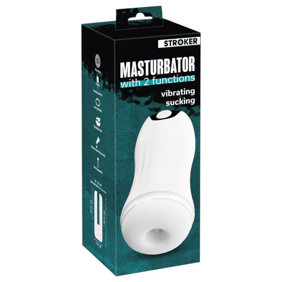 STROKER - masturbátor s vibráciou a saním - dobíjací - biely