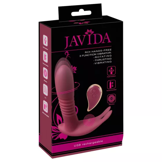 Javida RC - vibrátor na klitoris - 3 funkcie - rádiové ovládanie - červený