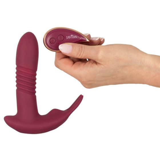 Javida RC - Nabíjací, rádiom riadený, 3-funkčný vibrátor na klitoris (červený)