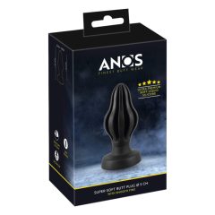   ANOS - super mäkké, rebrované análne dildo - 5 cm (čierne)
