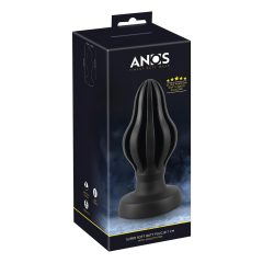 ANOS - jemný čierny anál plug 7cm, s rebrovaním