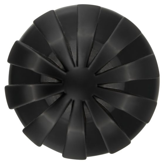 ANOS - jemný čierny anál plug 7cm, s rebrovaním