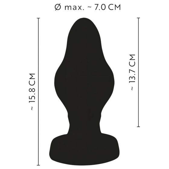 ANOS - jemný čierny anál plug 7cm, s rebrovaním