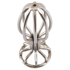  ANOS Metal (2,8 cm) - oceľové análne dildo v klietke (strieborné)