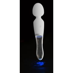   Liaison Wand - dobíjací LED vibrátor zo silikónového skla (priesvitný - biely)