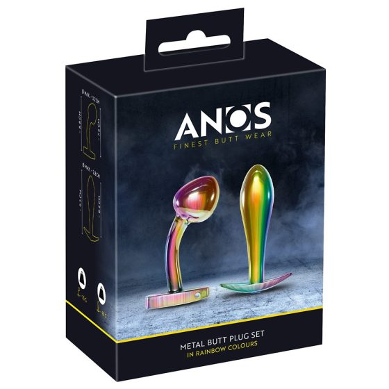 ANOS Metal Rainbow - kovový análny vibrátor (2 kusy)