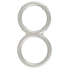   You2Toys - dvojitý silikónový krúžok na penis a semenníky s kovovým efektom (strieborný)