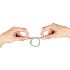   You2Toys - dvojitý silikónový krúžok na penis a semenníky s kovovým efektom (strieborný)