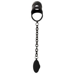   Black Velvet - silikónová klietka na penis s análnym dildom (čierna)