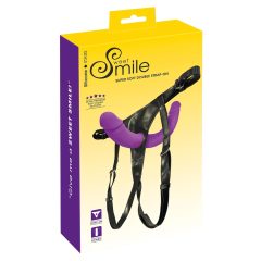   SMILE - Nasaď dvojitý dildo s nohavičkami (fialovo-čierna)