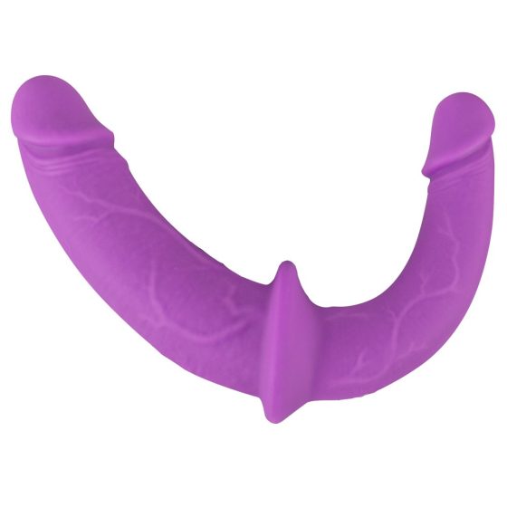 SMILE - pripojiteľné dvojité dildo so spodným prádlom (fialovo-čierne)