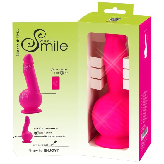 SMILE - vibrátor s prísavkou a dvoma motormi - dobíjací - ružový
