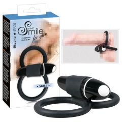   SWEET SMILE Skill - vibračný krúžok na penis a semenníky (čierny)