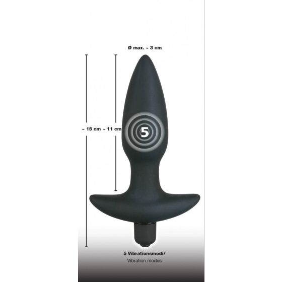 Black Velvet Plug Vibe - vibračný análny kolík - strednej veľkosti