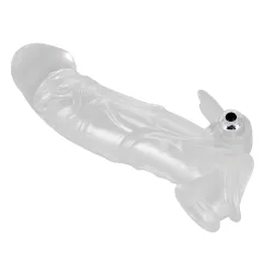 Crystal Skin - vibračný návlek na penis - transparentný