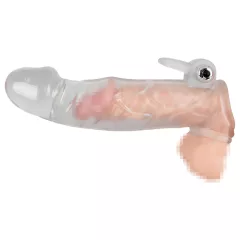 Crystal Skin - vibračný návlek na penis - transparentný