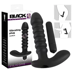 Black Velvets - vibrátor - stredný, vrúbkovaný - čierny