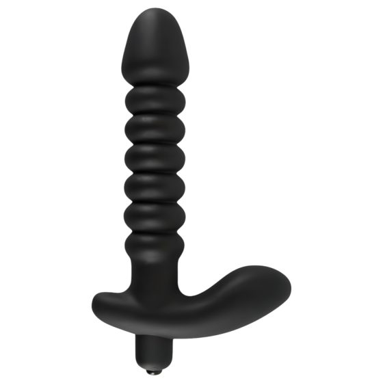 Čierny Velvet rebrovaný vibrátor - stredný (čierny)