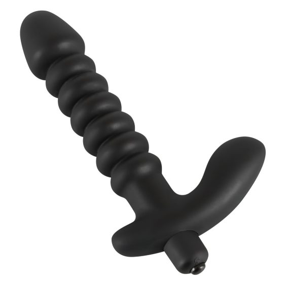 Čierny Velvet rebrovaný vibrátor - stredný (čierny)