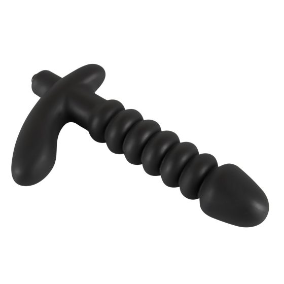Čierny Velvet rebrovaný vibrátor - stredný (čierny)