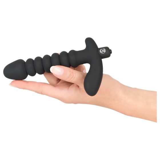 Čierny Velvet rebrovaný vibrátor - stredný (čierny)