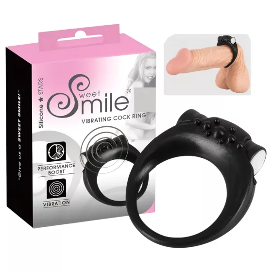 SMILE - vibračný erekčný krúžok - čierny