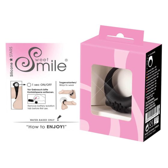 SMILE Stayer - vibračný krúžok na penis (čierny)
