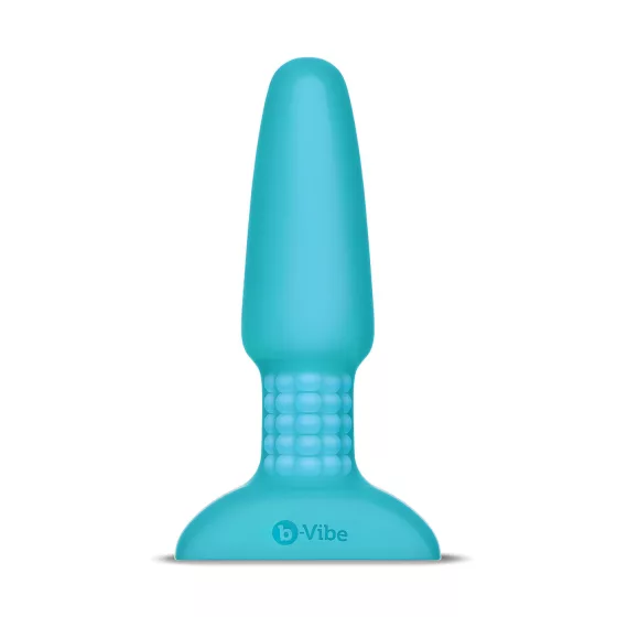 b-Vibe - análny vibrátor s rotujúcimi guličkami - dobíjací - tyrkysový