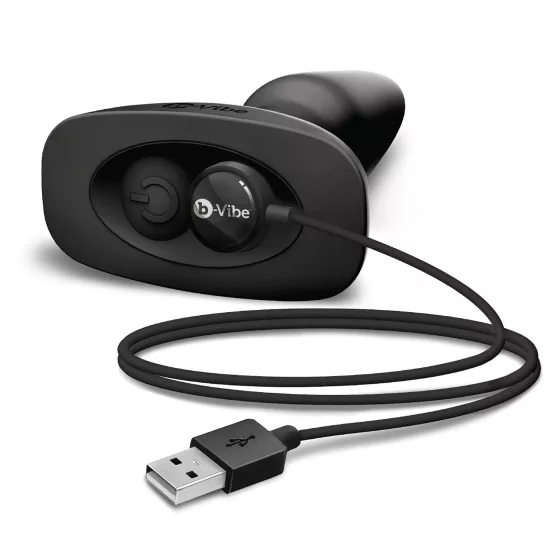 b-Vibe - rotačný análny vibrátor s perličkami, nabíjateľný (čierny)