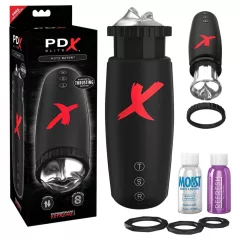   PDX Moto Bator - masturbátor s pohyblivými perami a saním - čierny