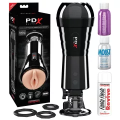 PDX - masturbátor pre mužov - sání a vibrácie - čierny