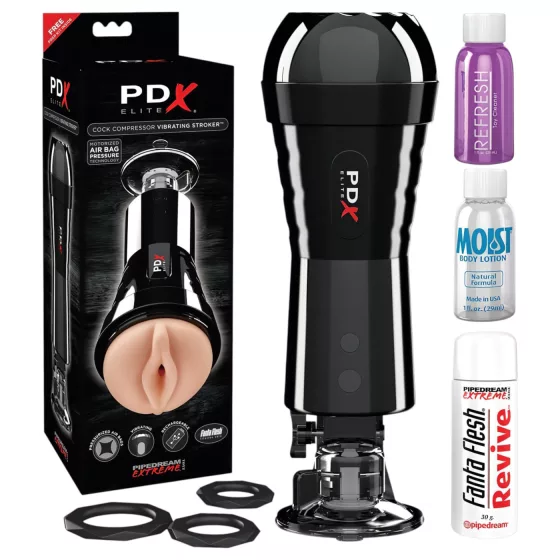 PDX - masturbátor pre mužov - sání a vibrácie - čierny