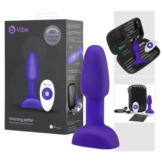 b-Vibe Rimming - Rotujúci análny vibrátor s perličkami (fialový)