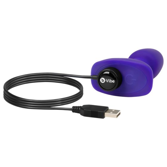 b-Vibe Rimming - Rotujúci análny vibrátor s perličkami (fialový)