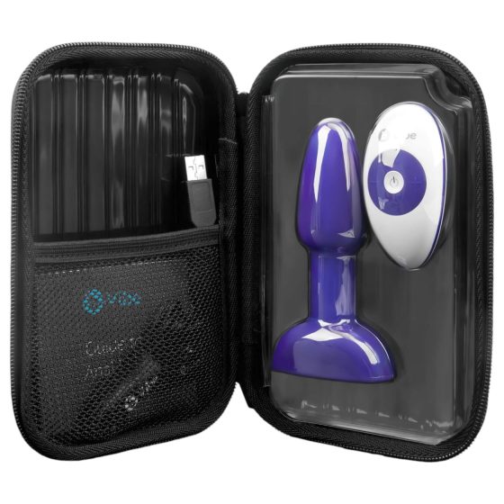 b-Vibe Rimming - Rotujúci análny vibrátor s perličkami (fialový)