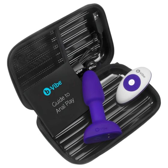 b-Vibe Rimming - Rotujúci análny vibrátor s perličkami (fialový)