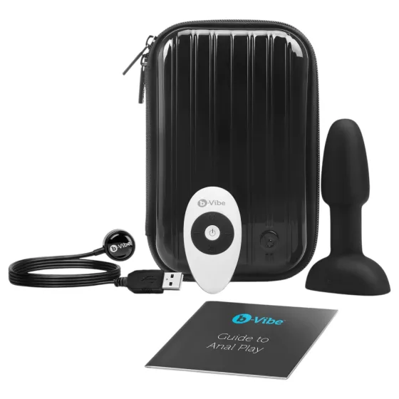 b-Vibe Rimming - análny vibrátor s rotujúcimi guličkami - čierny