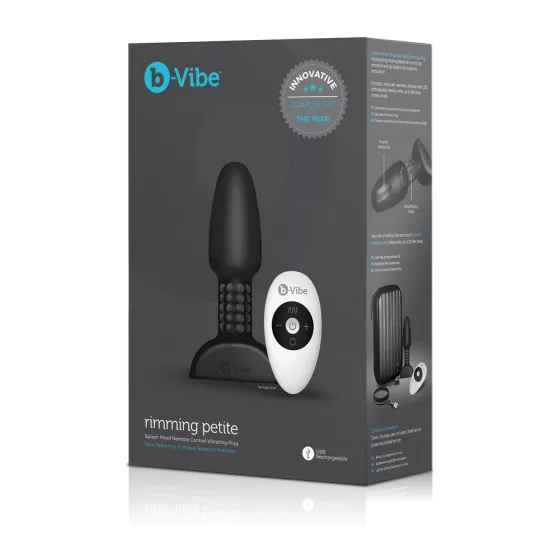 b-Vibe Rimming - análny vibrátor s rotujúcimi guličkami - čierny