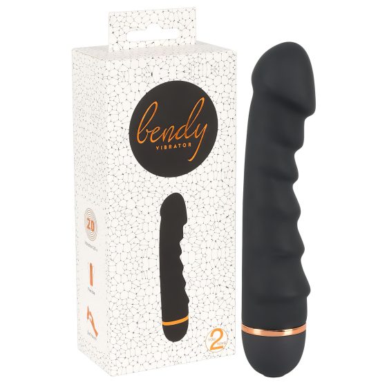 You2Toys - Bendy Ripple - vrúbkovaný vibrátor (čierny)