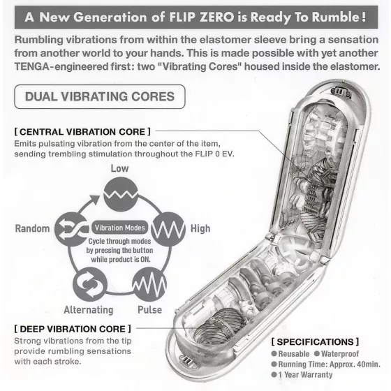 TENGA Flip Zero - vibračný masturbátor - biely
