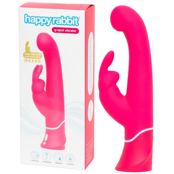 Vodotesný G-spot vibrátor Happyrabbit s klitorálnym ramenom (ružová)