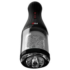   PDX Elite - masturbátor pre mužov - otočný - priehľadný/čierny