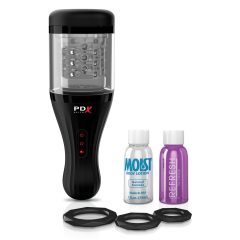   PDX Elite - masturbátor pre mužov - otočný - priehľadný/čierny